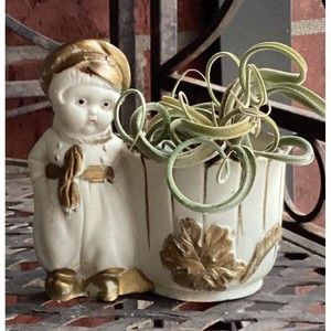 Vintage Child Boy Figurine Air Plant Planter Vase Japan